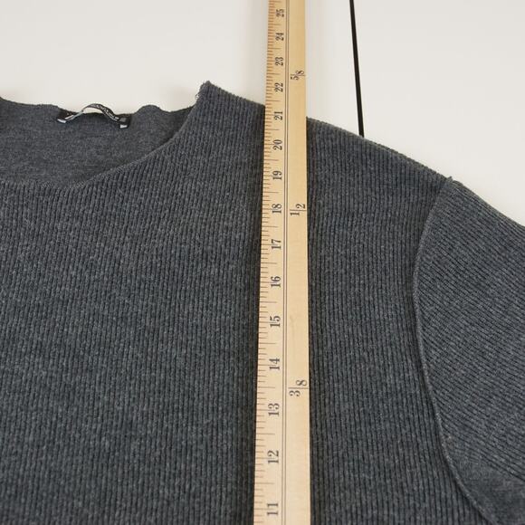 Zara Gray Soft Nit Boxy Ribbed Short Sleeve Top Women Sz S - Picture 4 of 7
